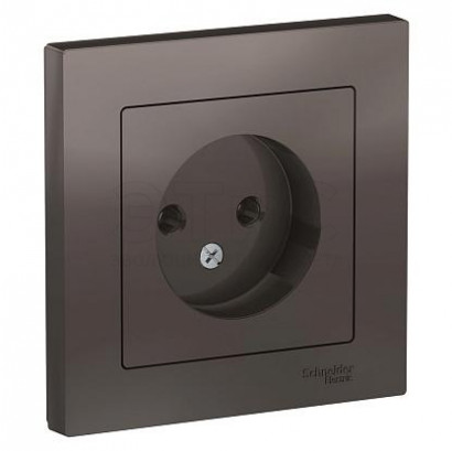 Розетка одинарная скрытая Б/З 16А 250В IP20 в сборе мокко ATLASDESIGN
